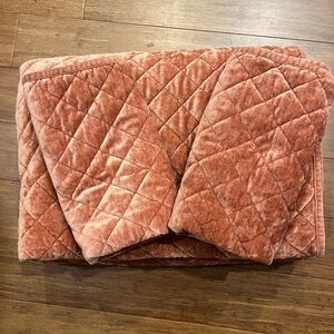 Threshold Target Bedding Diamond Stitch Velvet Quilt Terracotta Full Queen Set